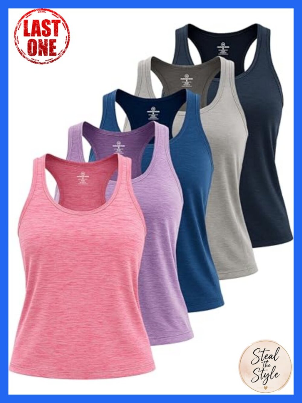5 Pack Women's Dry Fit Racerback Tank Tops Sleeveless Workout Gym Yoga